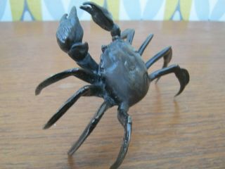 Fabulous Lost Wax / Hot Cast Bronze Of A Japanese Fighting Crab Meiji Style