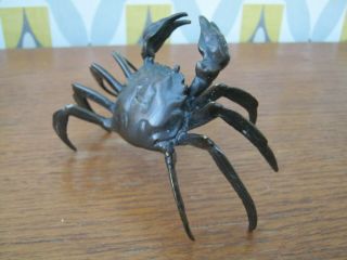 Fabulous Lost Wax / Hot Cast Bronze Of A Japanese Fighting Crab Meiji Style 3