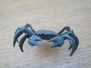 Fabulous Lost Wax / Hot Cast Bronze Of A Japanese Fighting Crab Meiji Style 5