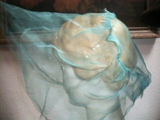 Pre Victorian Antique 1820s French Silk Bonnet Hat Lining Blue Regency Treasure