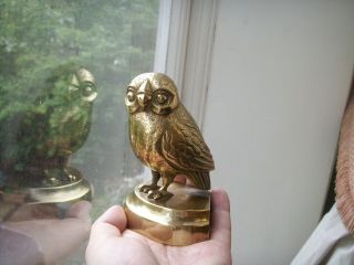 Old Antique Victorian Period Brass Corner Figure Of An Owl C.  1890 Fine Detail