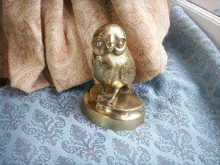 Old Antique Victorian Period Brass Corner Figure of an Owl c.  1890 Fine Detail 2