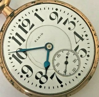 1921 Elgin Father Time Railroad Grade 454 Pocket Watch 21j,  16s GF OF 5