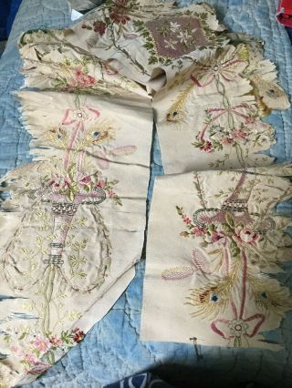 Early 19 Th Century Floral And Peacock Feathers Woven Silk Brocade