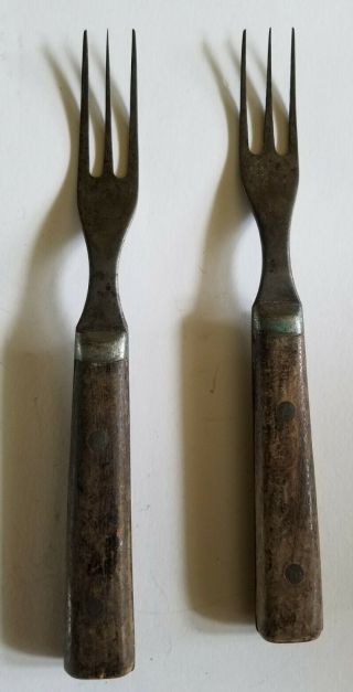 Two Antique American Civil War Era Three - Prong Forks Steel