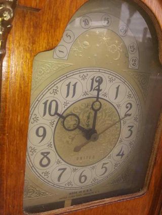 United Metal Goods Mini Grandfather Clock Wood Usa Vintage