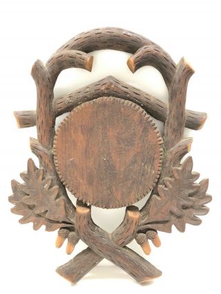 E9 Antique Black Forest Wood German Shield Plaque Deer Antler Trophy Mounting