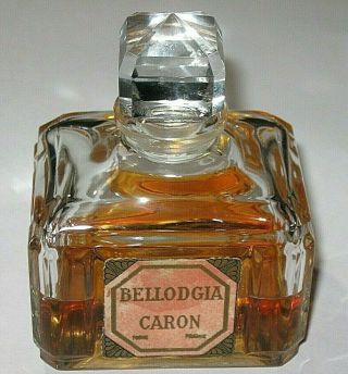 Vintage Caron Bellodgia Baccarat Perfume Bottle 3 Oz - Open - 1/2 Full - 3 3/4 "