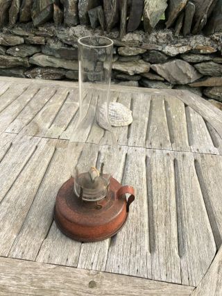 Antique Oil Lamp.  Victorian Barn Find Finger Lamp Veritas Type.