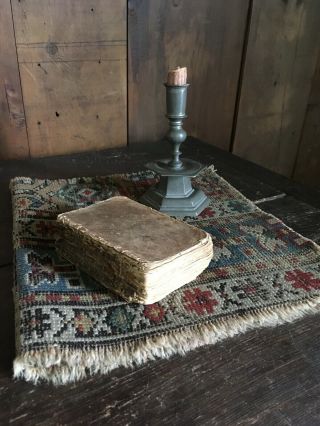 Very Primitive Antique Book " Genesis " With Ratty Old Leather Spine
