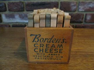 Vintage Primitive Wood Cheese Box,  110 Wooden Clothespins Farm House Laundry 2