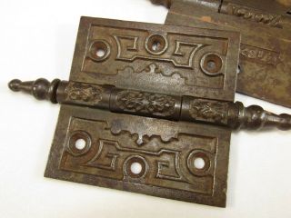 Pair Victorian Antique Door Hinges,  3.  5 X 3.  5 Steeple Top Pin,