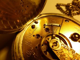 1873 G.  M Wheeler Antique Elgin National Watch Co Size 18 Coin Pocket Watch Runs
