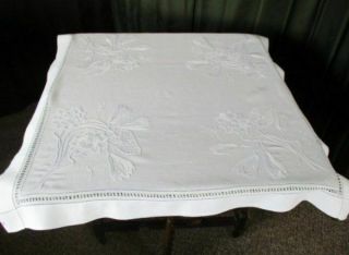 Antique Tablecloth - Hand Embroidered Water Lilys & Dragonflys -