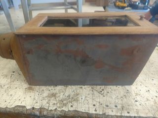 Antique Tin Flour Bin Sifter Hoosier Cabinet attached oak glass door for restore 5