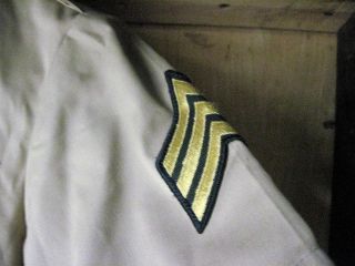 USMC Mens Marine Corps Short Sleeve Khaki Dress Uniform Shirt - Sargent Patch 2