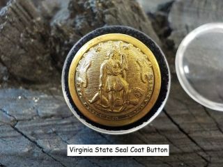 Old Rare Vintage Antique War Relic Virginia State Seal Coat Button Case