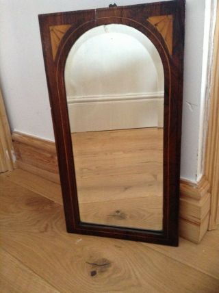 Small Antique Mirror With Marquetry Decorated Frame H 48 X W 26 Cm
