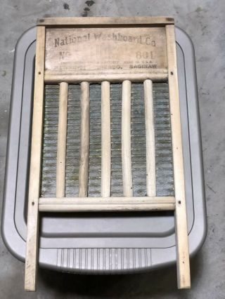 Antique National Washboard 801 Wood & Brass P - 1758