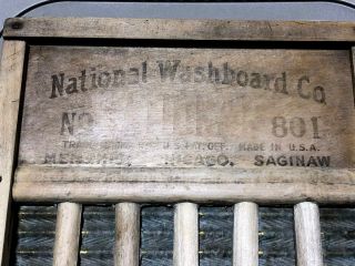 Antique National Washboard 801 Wood & Brass P - 1758 5