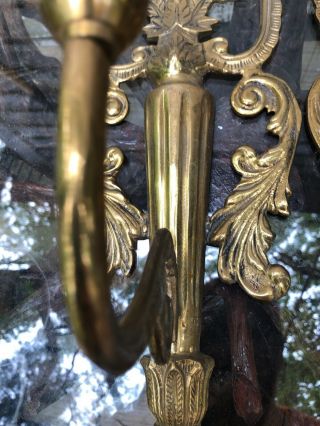 Vintage Brass Floral Wall Sconces 8