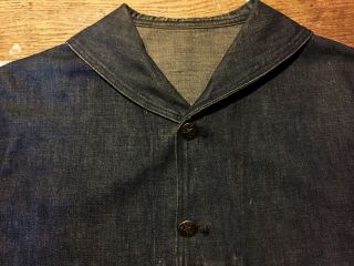 1930s 40s USN VINTAGE SHAWL COLLAR DENIM DECK JACKET - WWII RARE U.  S.  NAVY JEANS 2