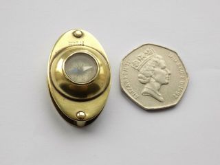 Antique Miniature Brass Combined Compass & Loupe,  Magnifying Glass.  Optical.  Fob