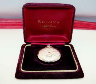 1952 Bulova 17j Pocket Watch In 10k Roller Gold Plate Case And Box Runs