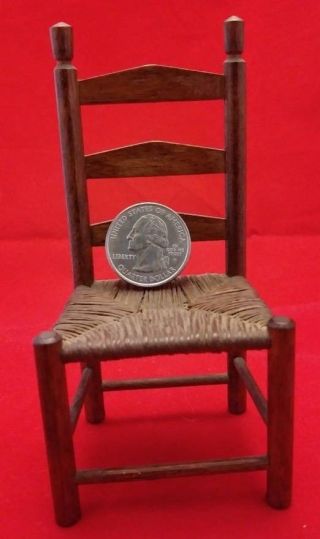 Orig.  19th Or Early 20th Century Antique Folk Art Mini Rush Bottom Chair