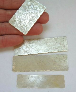 4 Antique Chinese Mother Of Pearl Mop Carved Game Gaming Counter Chip