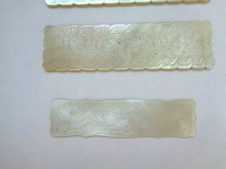4 Antique Chinese Mother of Pearl MOP Carved Game Gaming Counter Chip 3