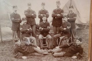 19thc Antique Indian War Era Soldiers In Camp 8th Infantry Co.  D Cabinet Photo