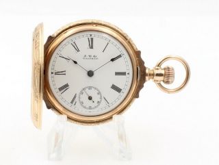 A.  W.  Co.  Waltham Model 1882 14k Solid Gold Box Hinge 9j 1s Pocket Watch - Nr 5461