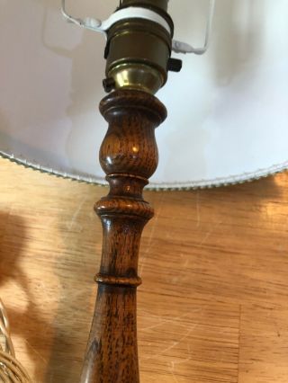 Antique English Oak Wooden Turned Table Lamp Circa 1930s Elegant 4