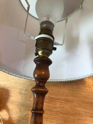 Antique English Oak Wooden Turned Table Lamp Circa 1930s Elegant 5