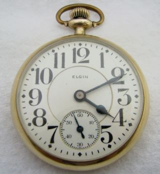 Antique 16s Elgin Father Time 21 Jewel Gold Filled Railroad Pocket Watch