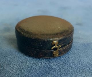 Antique Pocket Compass In Leather & Brass Case