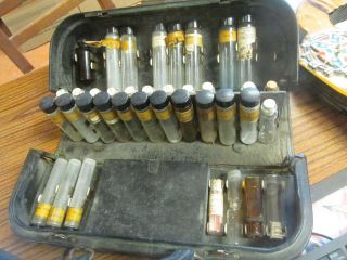 Vintage Doctor ' s Medical Bag Black Leather Apothecary Bag,  with glass vials 7