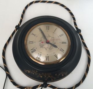 Antique Vintage Sessions Wall Clock - Painted Design W Nautical Style Rope