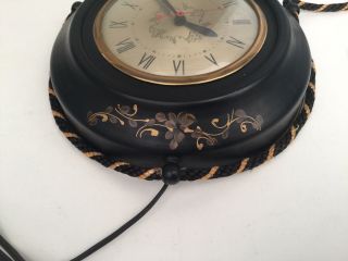 Antique Vintage SESSIONS Wall Clock - Painted Design w NAUTICAL STYLE Rope 5