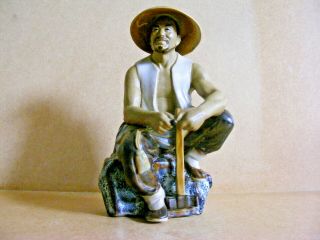 Vintage Chinese Mud Man Workman Figurine