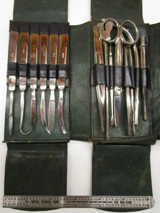 Antique Marked Surgical Instruments Medical Pocket Field Kit Case 1900 " S Vgc