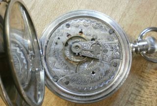 Large 1894 18size Waltham PS Bartlett Solid Silver Hunter Pocket Watch 17jewels 4