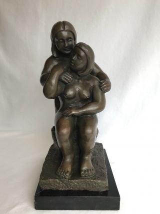 Vintage Abstract Bronze Nudes Sculpture Statue Figure Nucho Botero Signed 7 "