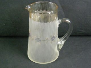 Antique England Pomona Glass Cornflower Second Grind 8 1/2 " Tankard Pitcher