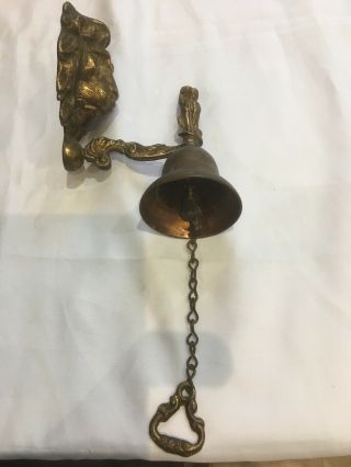 Bespoke Lion Design - 19th Century Hanging Brass Bell - Door Shop