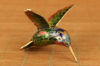 Lovely Antiques Cloisonne Hand Carved Bird Hummingbird Statue Netsuke