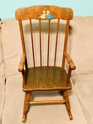 Vintage Child’s Wood Rocking Chair By Hedstrom