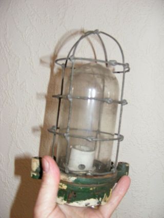 SMALL VINTAGE WIRE CAGED GLASS LAMP / LIGHT FOR REFURBISHMENT 2