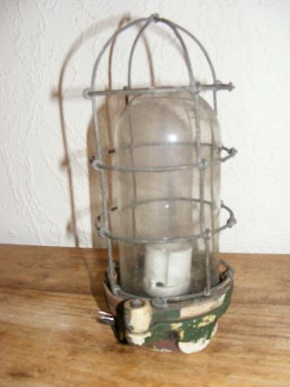 SMALL VINTAGE WIRE CAGED GLASS LAMP / LIGHT FOR REFURBISHMENT 3